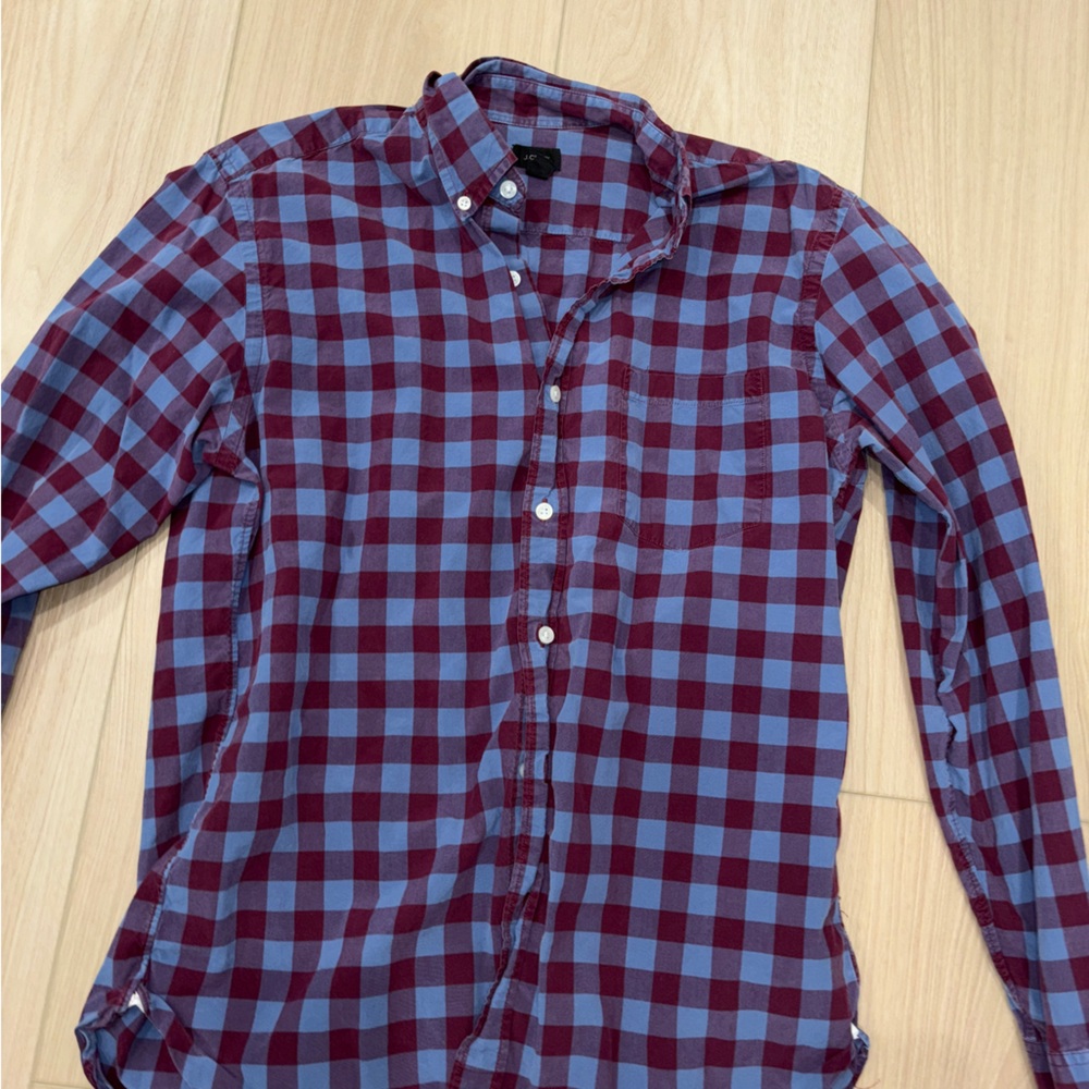 J. Crew Red and Blue Plaid Casual Button Down Shirt